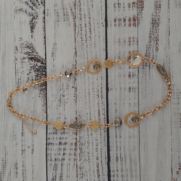Chico’s Long Gold Druzy Statement Necklace | Layered Boho Chic - Picture 2 of 5